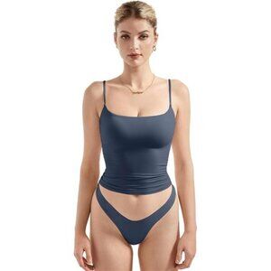 Women Sexy Square Neck Tank Top Navy